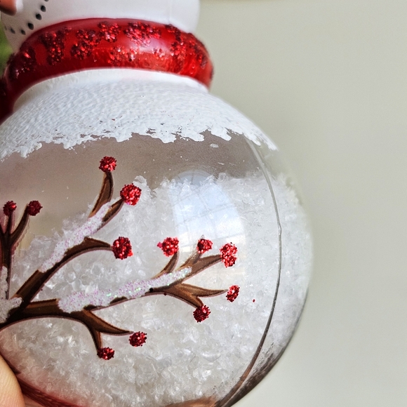 Robert Stanley Snow Filled Glass Snowman Ornament Painted Cardinal Winter Decor - Picture 9 of 14